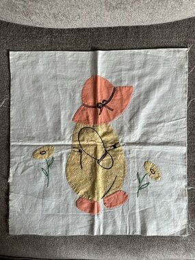 Embroidered Sunbonnet Girl Panel with Floral Accents